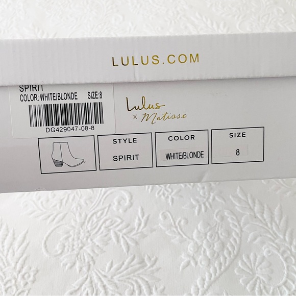 Lulus X Matisse Spirit White and Blonde Pointed Toe Ankle Booties - Picture 4 of 11